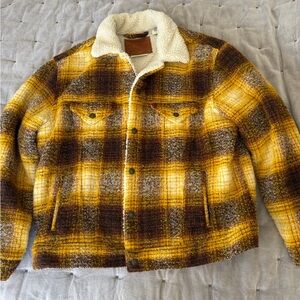 Levi's Yellow and Brown Plaid Sherpa Jacket